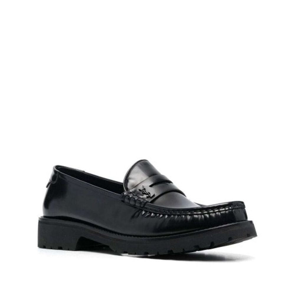 Black Calfskin Slip-On Loafers
