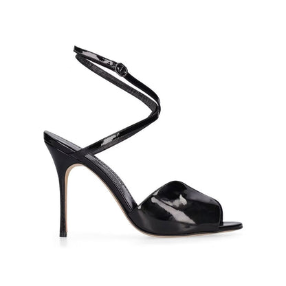 Black Calfskin Stiletto Heel Sandals