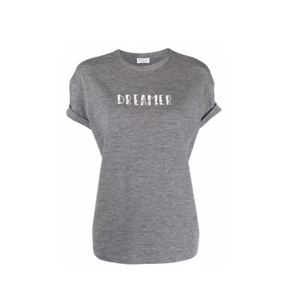 Gray Elastane T-Shirt