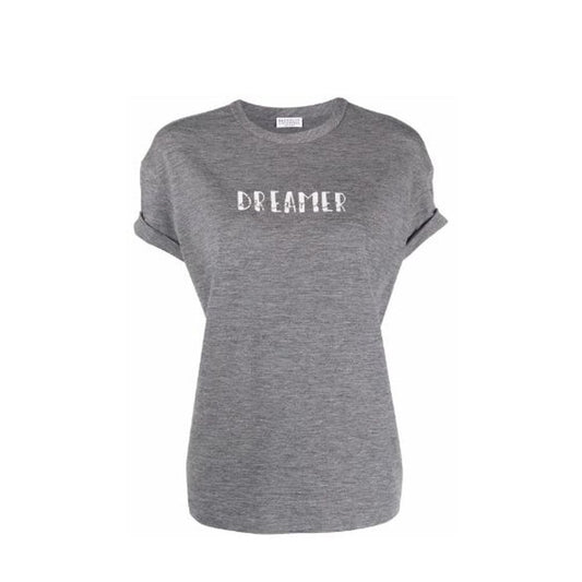 Gray Elastane T-Shirt