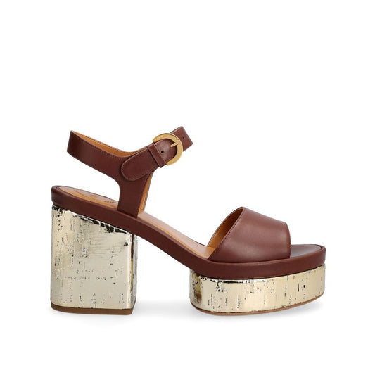 Brown Calfskin Platform Sandals