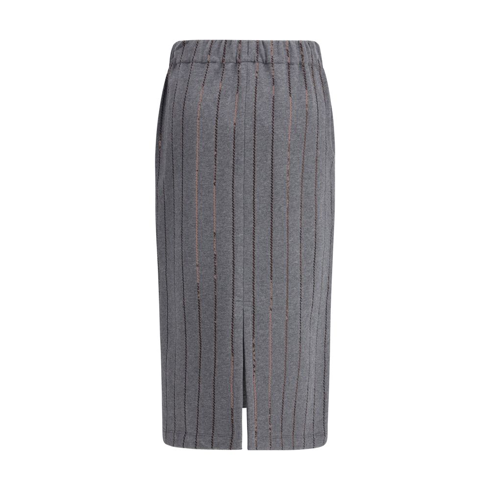 Gray Polyester Midi Skirt