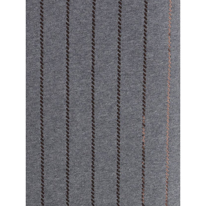 Gray Polyester Midi Skirt