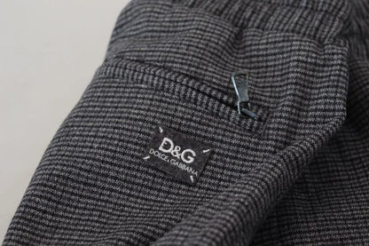 Gray Striped Wool Skinny Trouser Pants