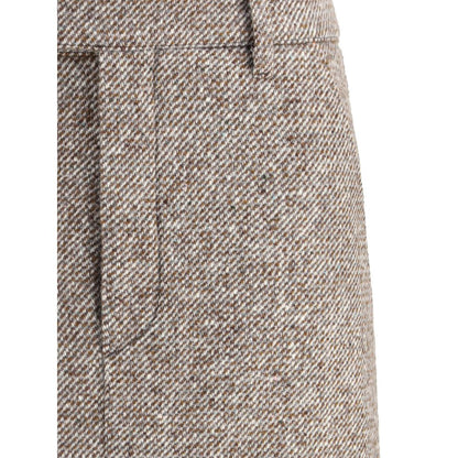Brown Fleece Wool Long Skirt