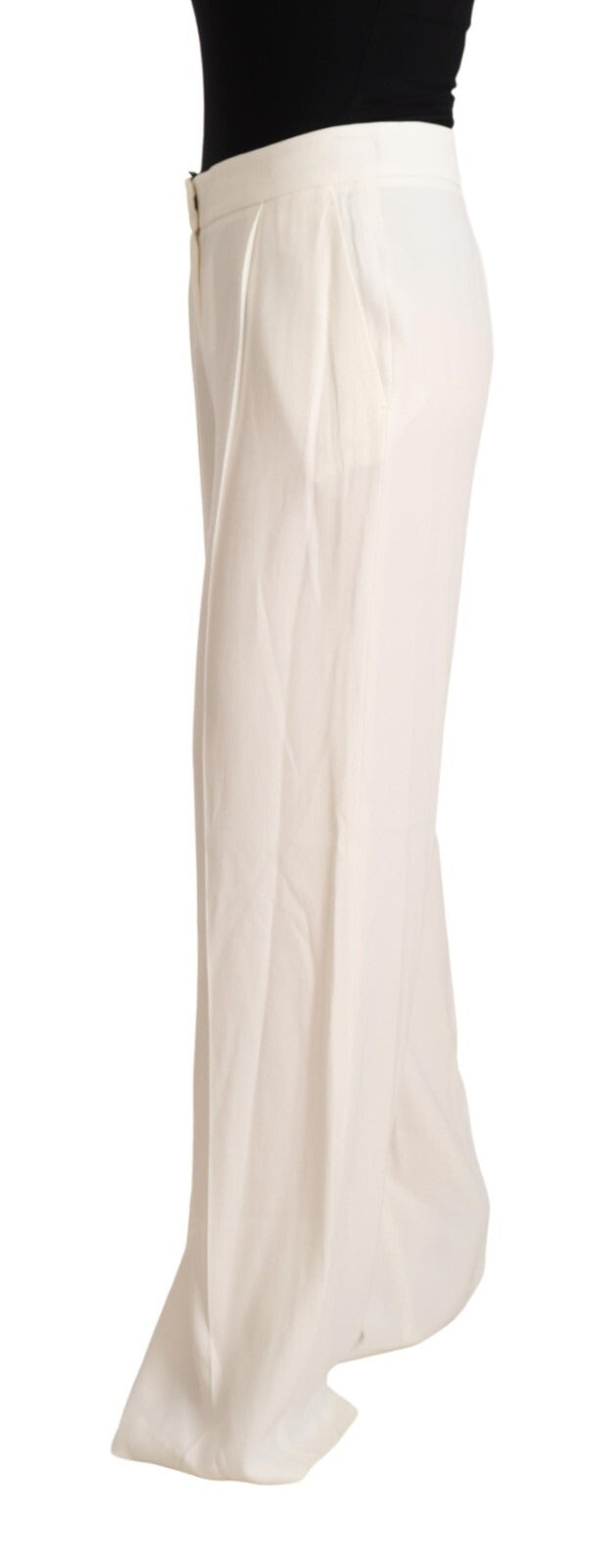 White High Waist Pleated Straight Formal Trouser Pants