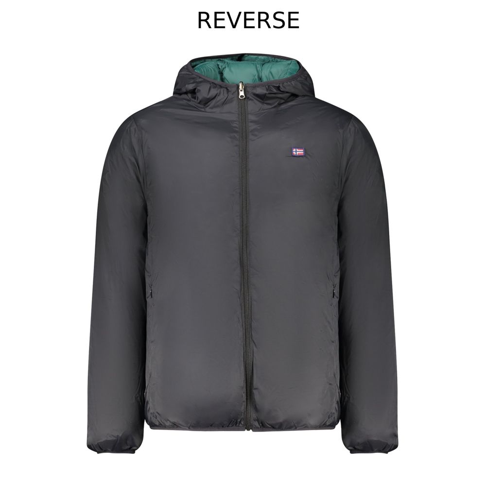 Black Polyester Men's Reversible Jacket