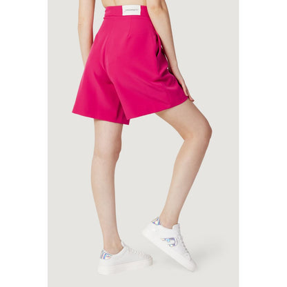 Pink Polyester Bermuda Shorts