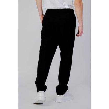 Black Polyester Casual Pants