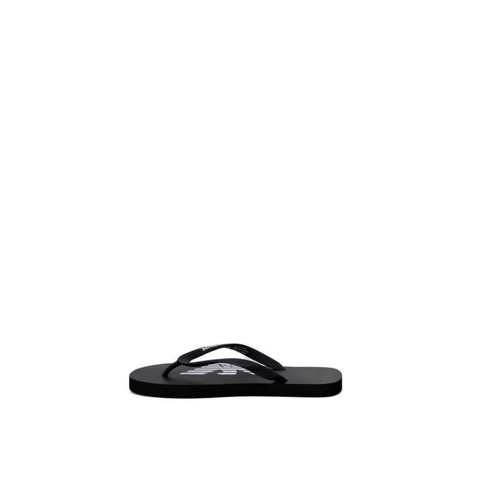 Black And White Rubber Flip-Flop Sandals