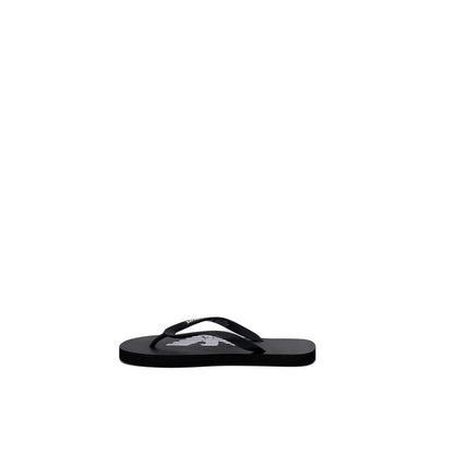 Black And White Rubber Flip-Flop Sandals