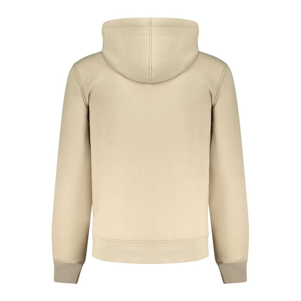 Beige Polyester Men Sweater with Hood