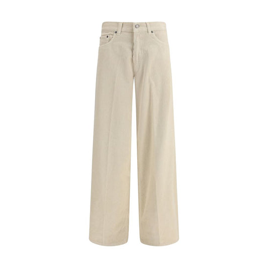 Beige Cotton Casual Pants