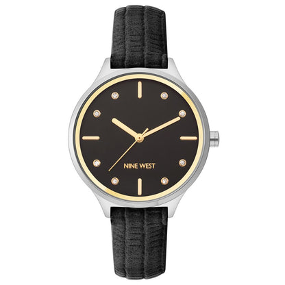 Black Leather Dress Watch