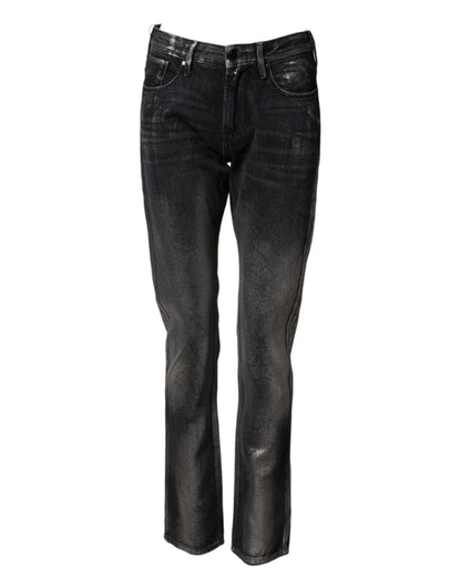 Black Washed Slim Fit Men Denim Cotton Jeans