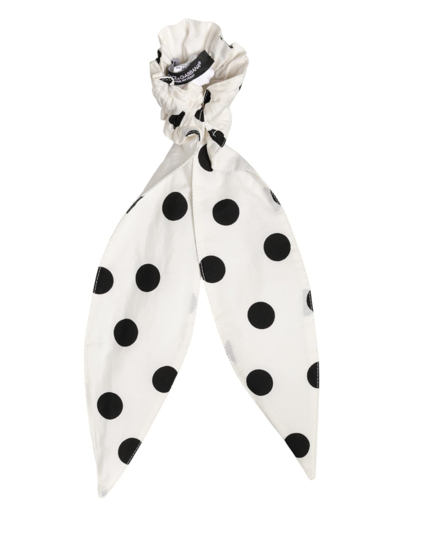 Scrunchie White Cotton Polka Dot Scarf Tie Accessory Hair
