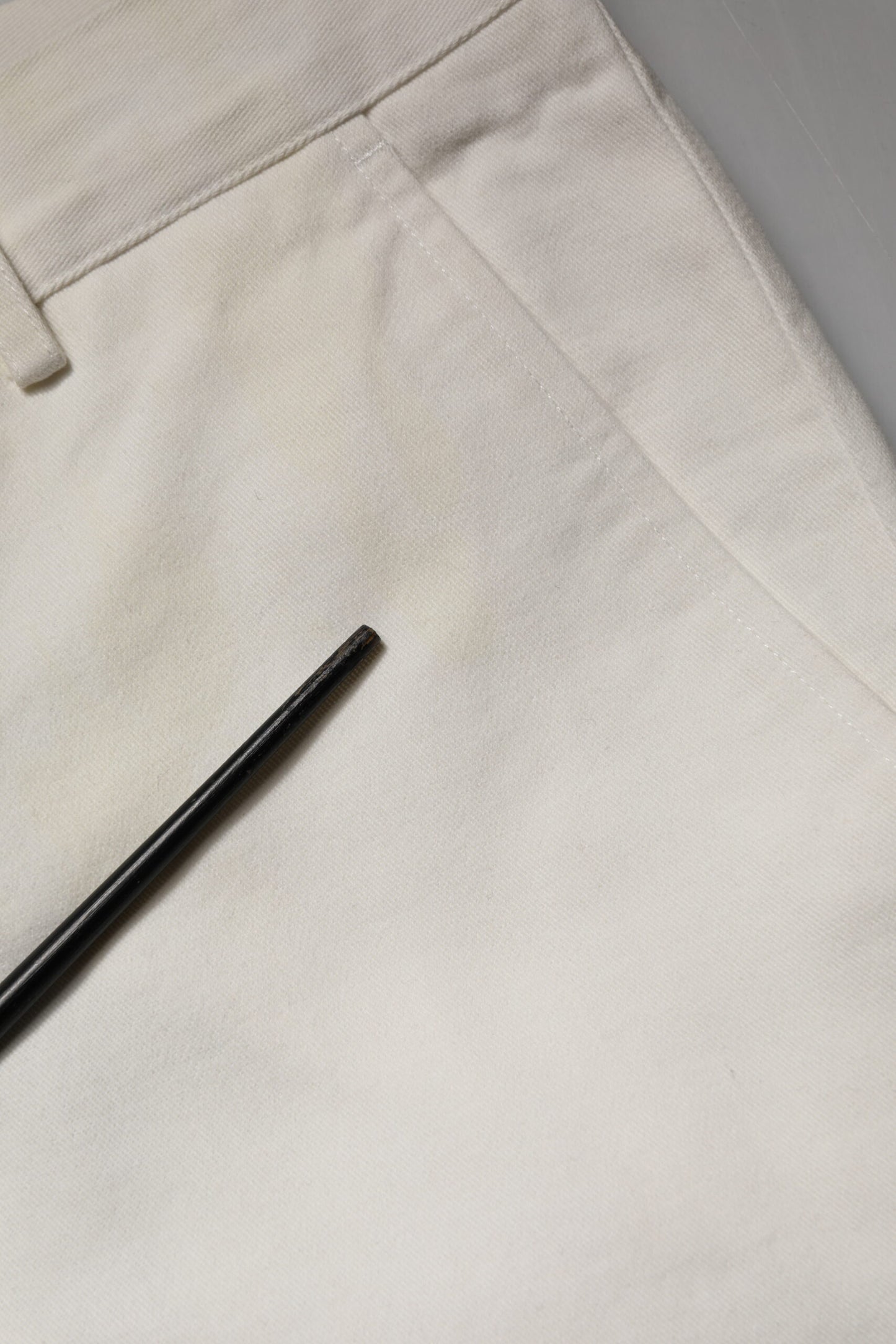 White Cotton Straight Chino Trouser Pants