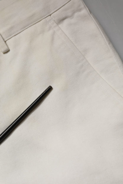 White Cotton Straight Chino Trouser Pants