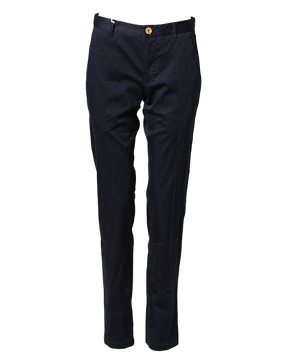 Dark Blue Cotton Skinny Men Trouser Pants
