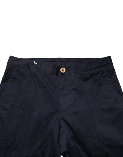 Dark Blue Cotton Skinny Men Trouser Pants