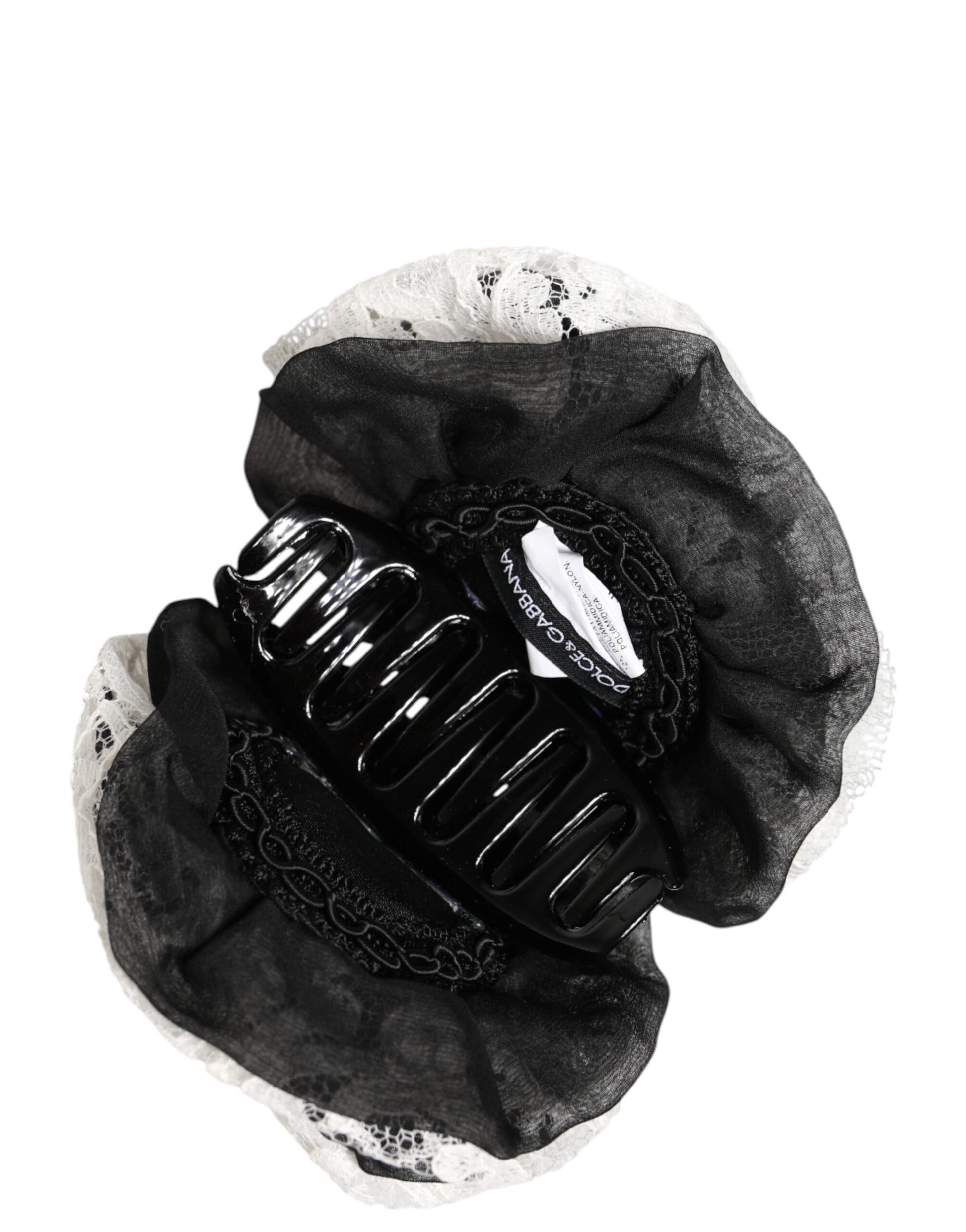 Black White Silk Floral Lace Crystal Accessory Hair Claw