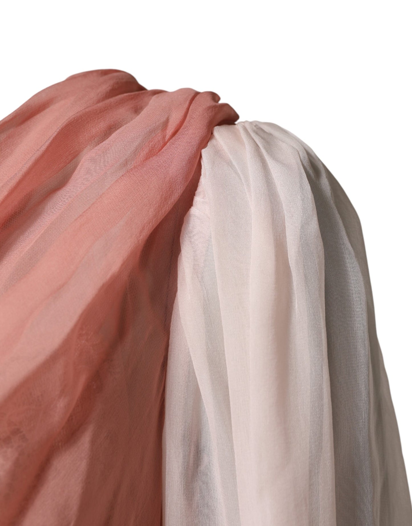 Pink Silk Tulle Long Sleeve V-neck Dress