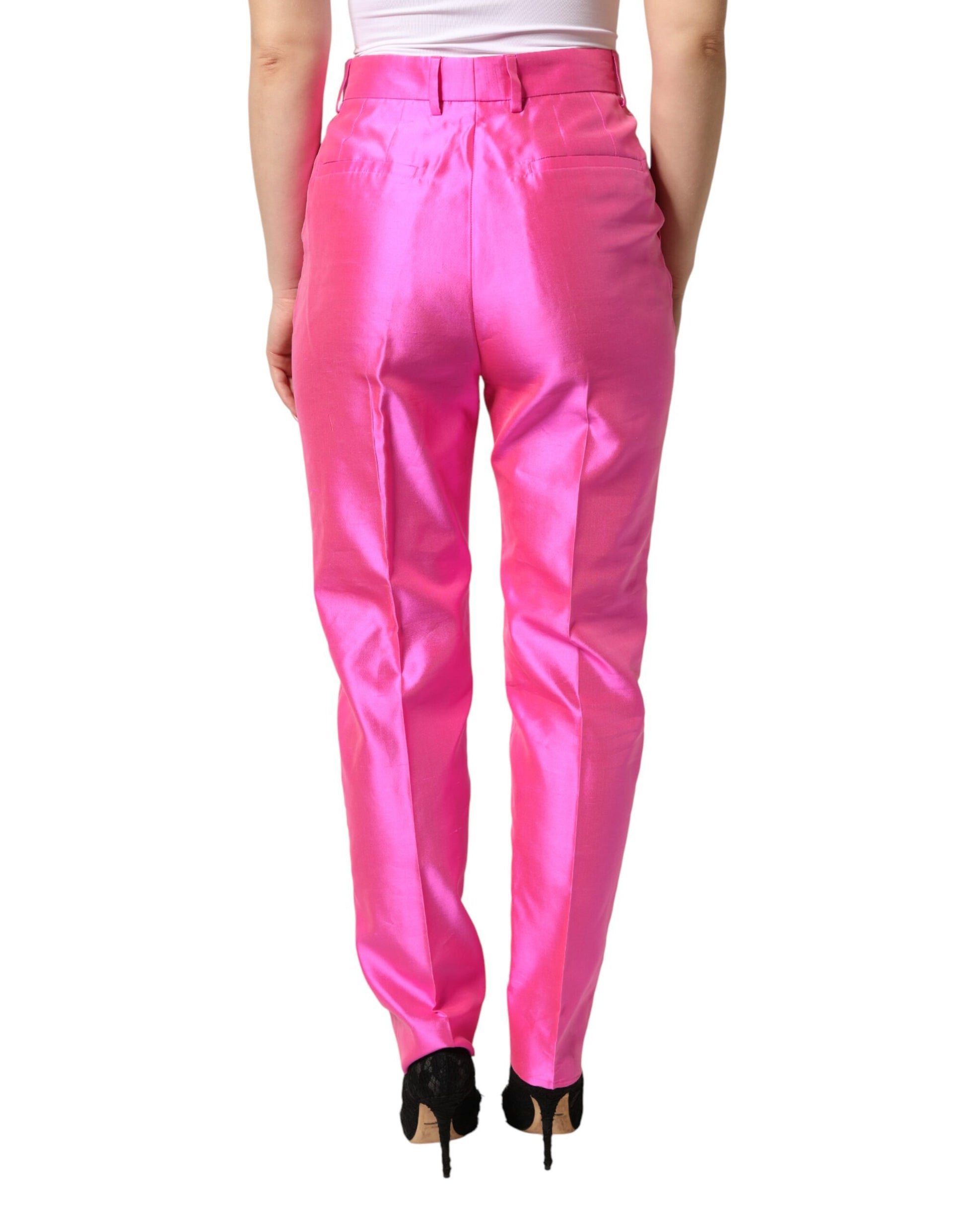 Pink Silk High Waist Dress Trousers Pants