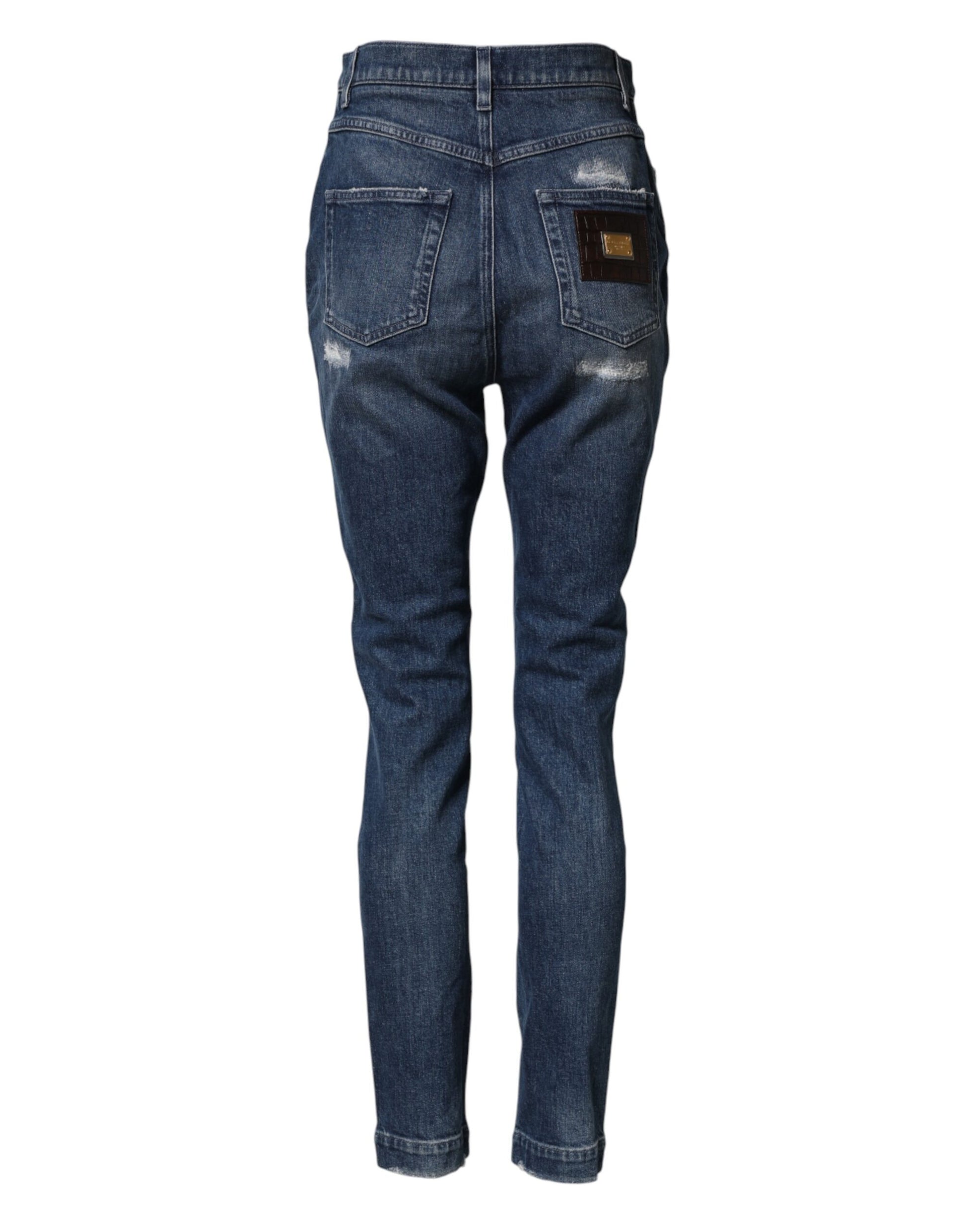 Blue Distressed Washed Logo GRACE Denim Jeans