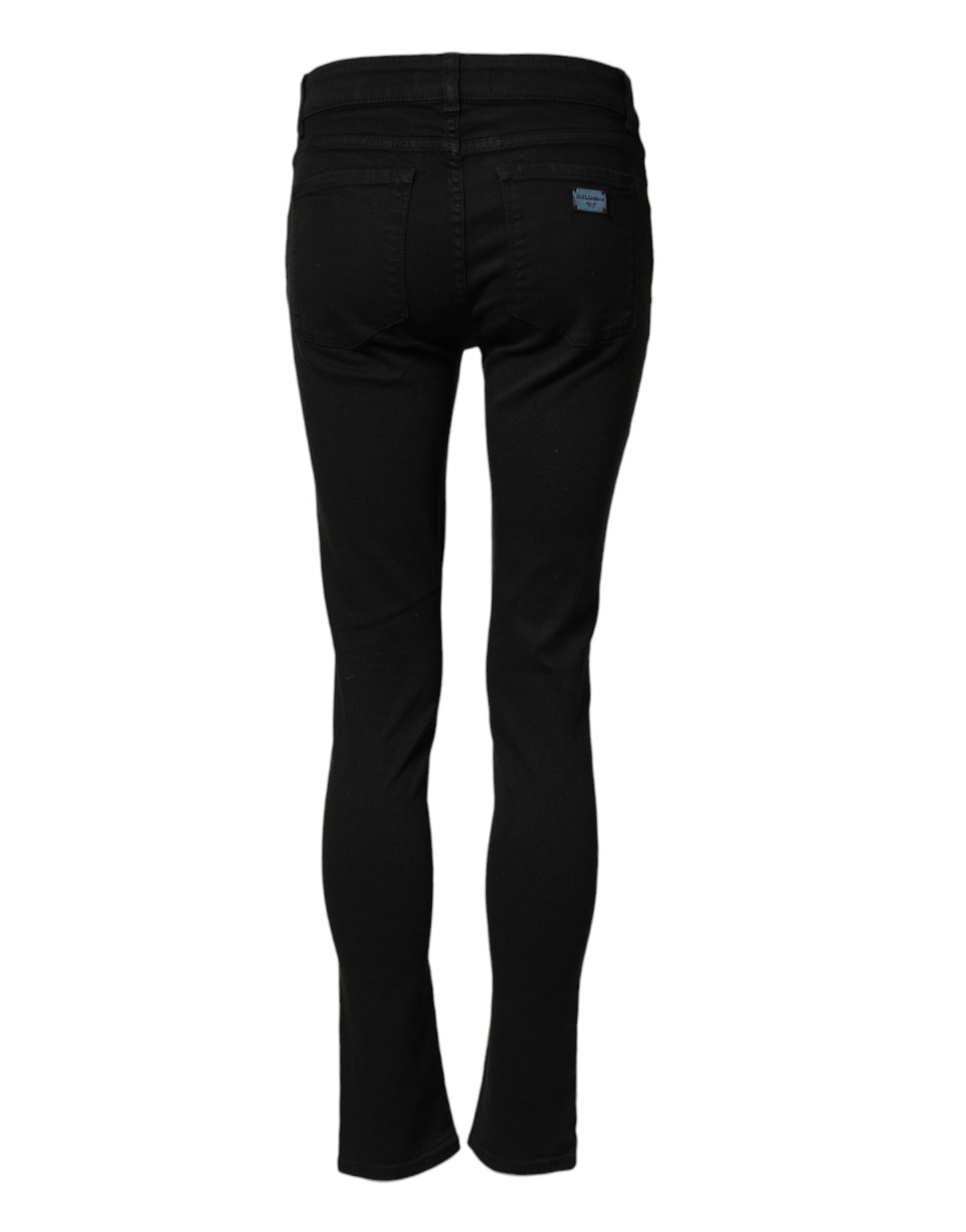 Black Cotton Skinny Mid Waist Denim Jeans
