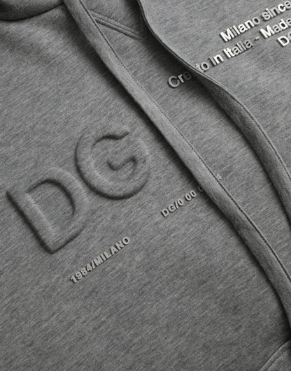 Gray Logo Cotton Hooded Sweatshirt Sweater