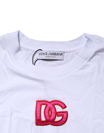 White DG Logo Crew Neck Short Sleeves T-shirt
