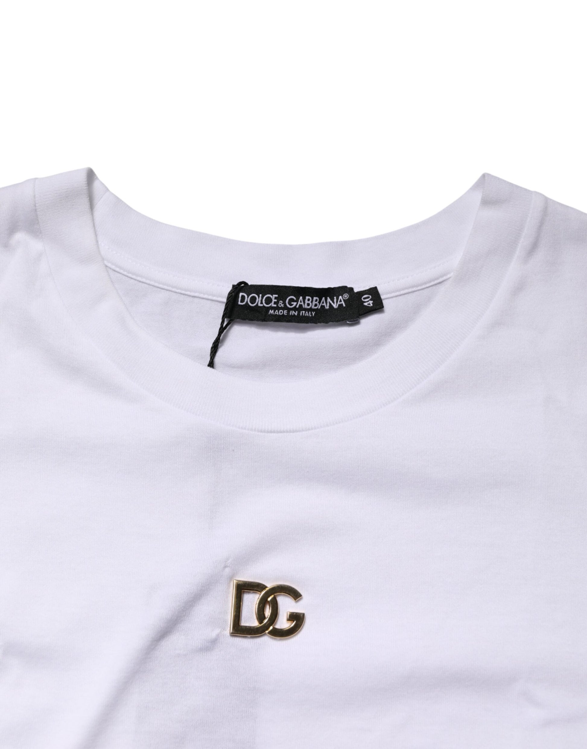 White DG Logo Crew Neck Short Sleeves  T-shirt