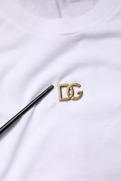 White DG Logo Crew Neck Short Sleeves  T-shirt