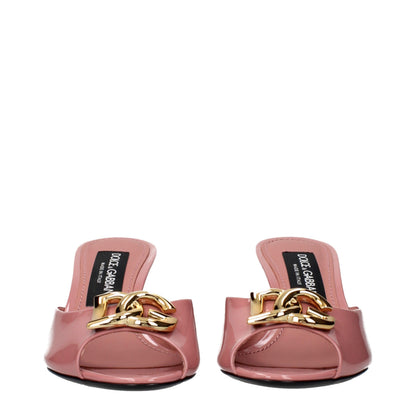 Pink Leather Stiletto Heel Sandals