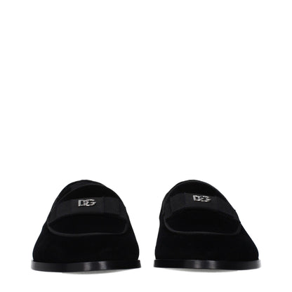 Black Velvet Slip-On Loafers