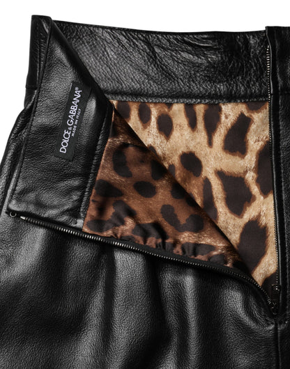 Black Leather Pencil Cut HighWaist Mini Skirt