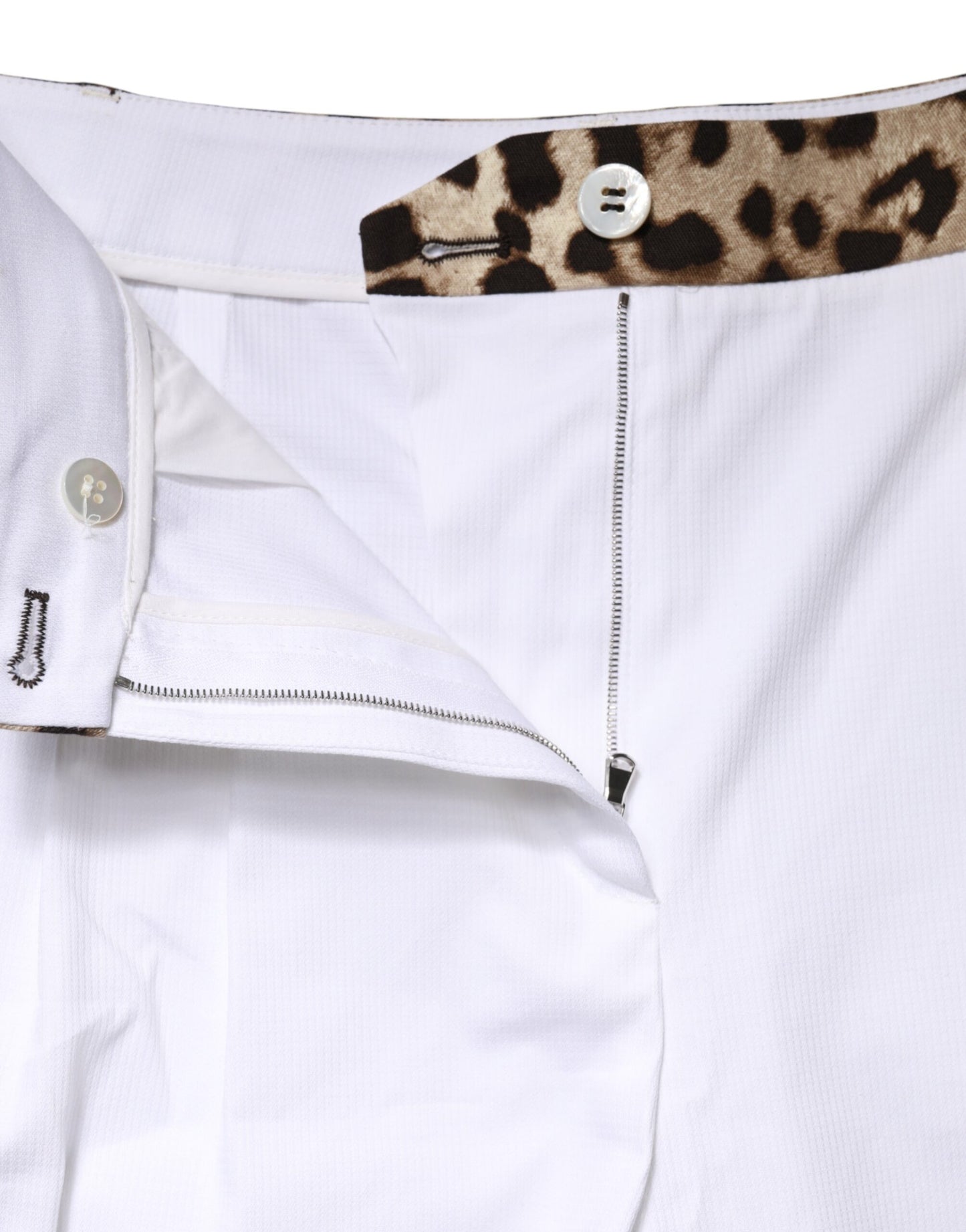 White Cotton High Waist Bermuda Mini Shorts