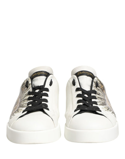 White Black Crown Low Top Sneakers Men  Shoes