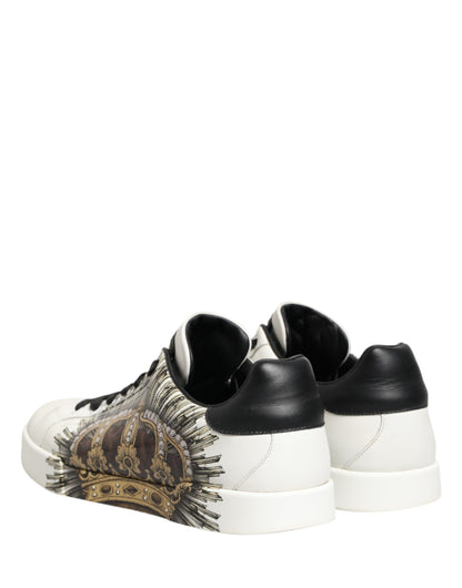 White Black Crown Low Top Sneakers Men  Shoes