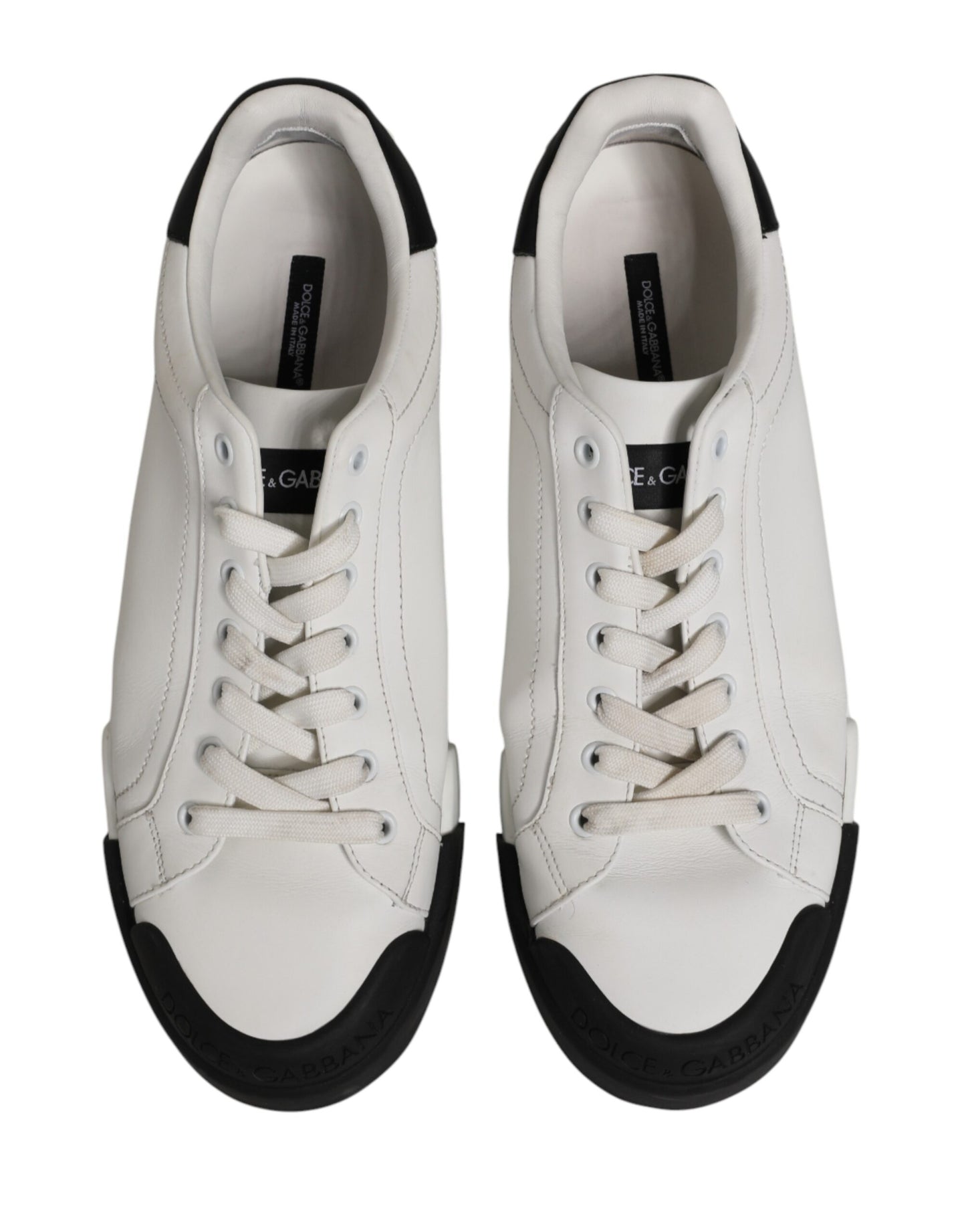 Black White Leather Low Top Sneakers Shoes