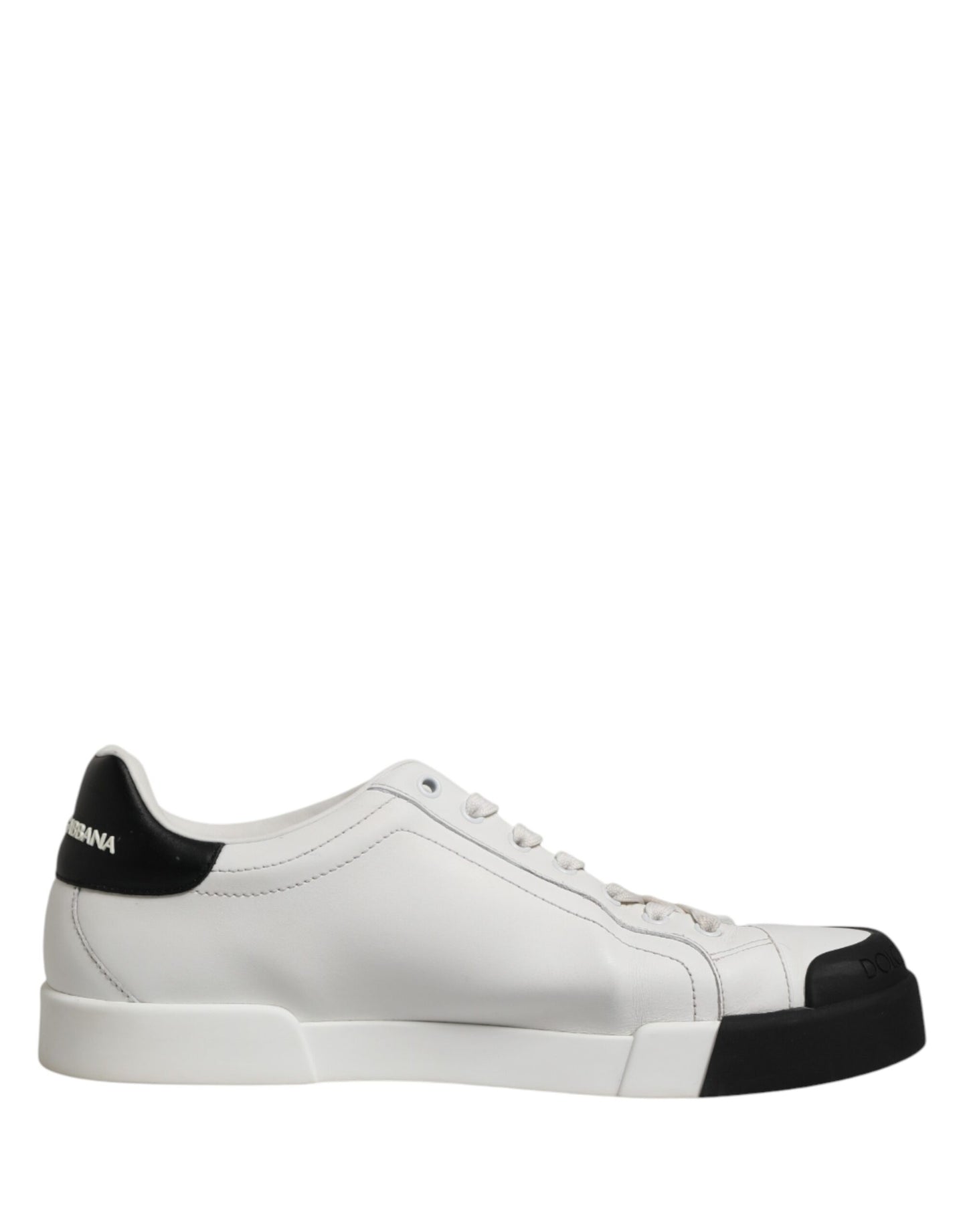 Black White Leather Low Top Sneakers Shoes