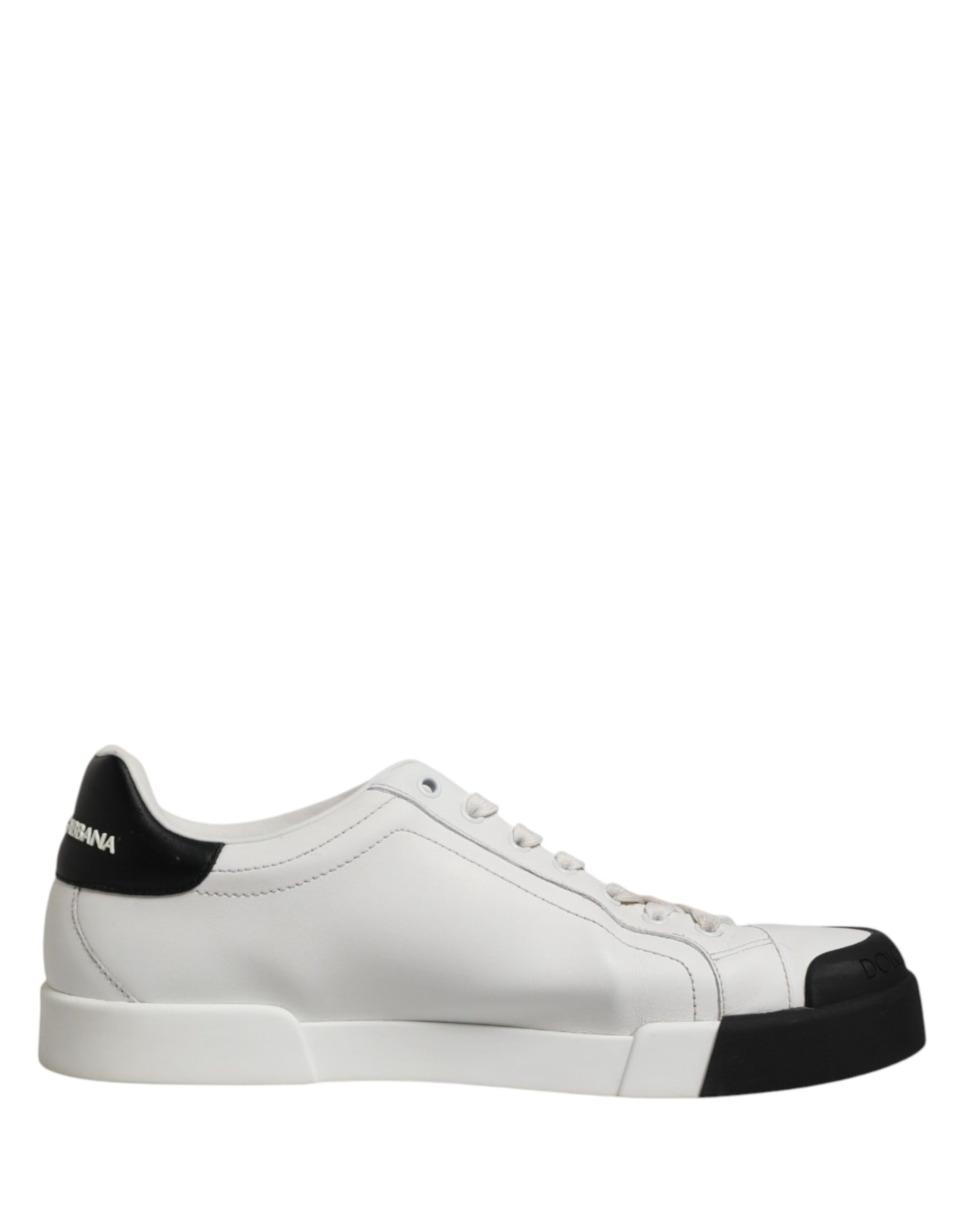 Black White Leather Low Top Sneakers Shoes