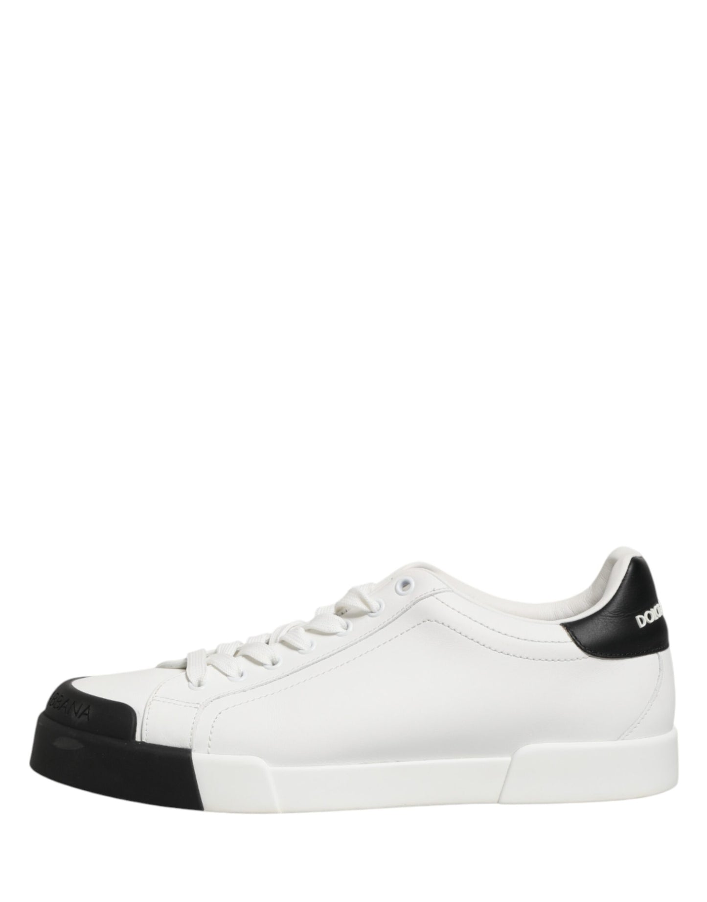 Black White Leather Low Top Sneakers Shoes