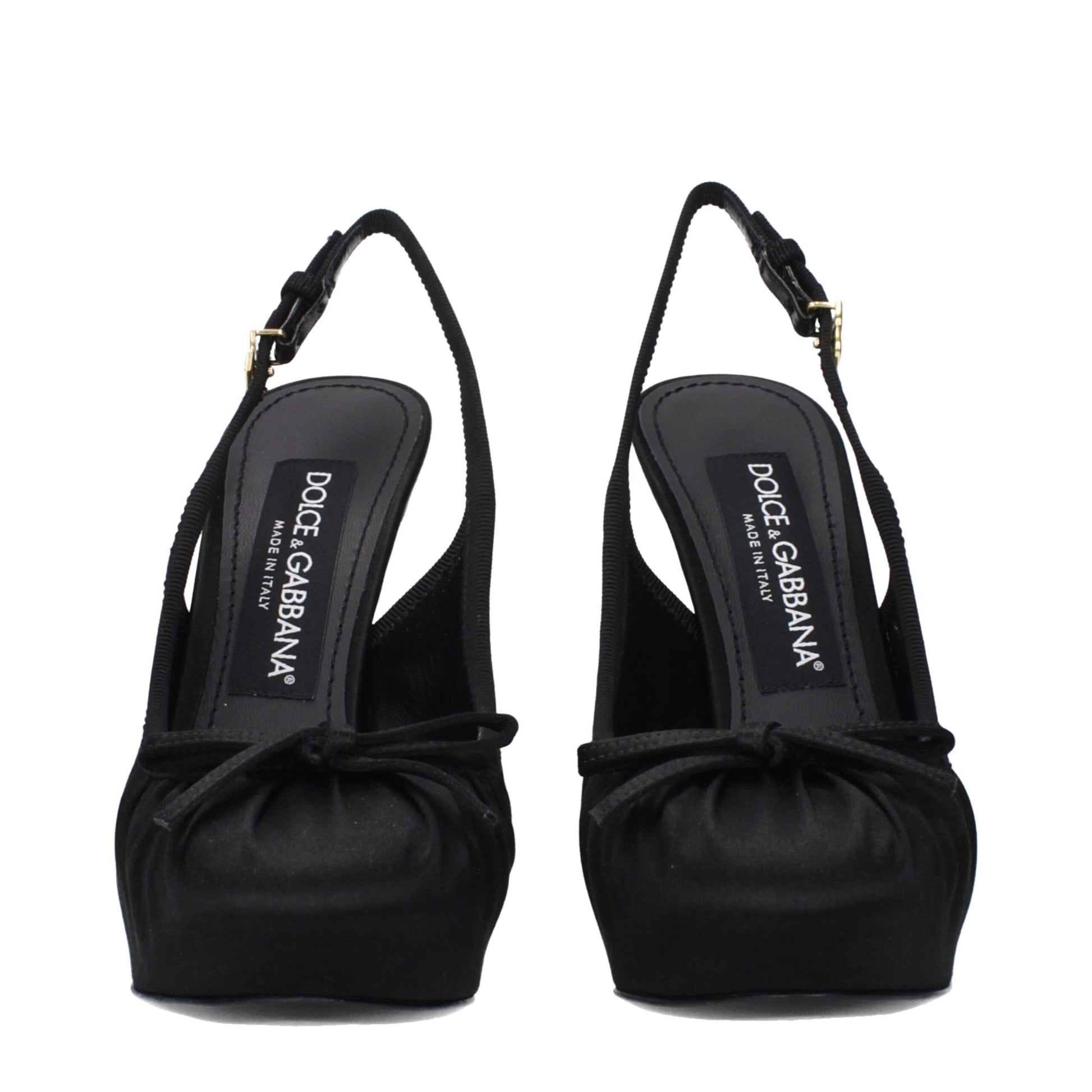 Black Satin High Heel Pumps