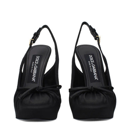 Black Satin High Heel Pumps
