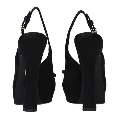 Black Satin High Heel Pumps