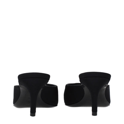 Black Fabric Flat Sandals