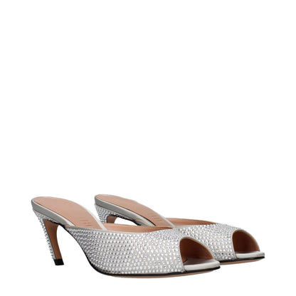 Gray Satin Stiletto Heel Sandals