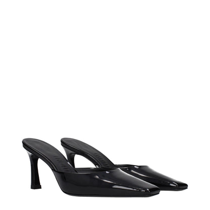 Black Leather Flat Sandals