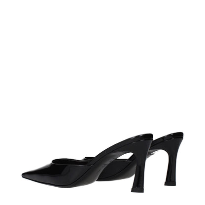 Black Leather Flat Sandals